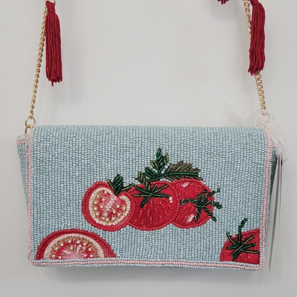 Viral TikTok Beaded Tomato Slice Shoulder Bag Purse Handcrafted in India NWT - Picture 2 of 15